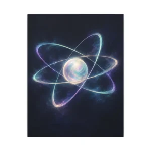 Glowing Atom with Orbital Rings Canvas Print