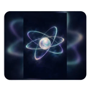 Glowing Atom with Orbital Rings Mouse Pad