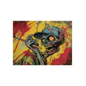 Zombie Painter with Brush Metal Poster