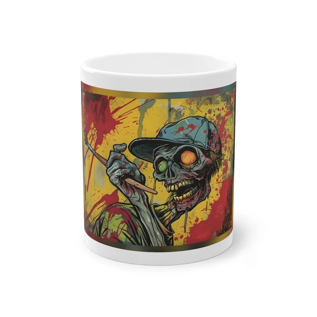 Original Zombie Painter with Paintbrush: Dark - Mug