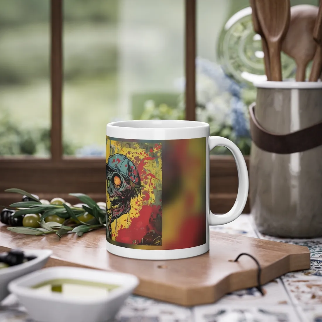 Original Zombie Painter with Paintbrush: Dark - Mug