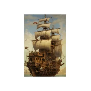 Ornate Wooden Sailing Ship Metal Poster