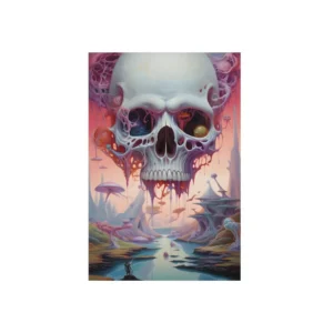 Surreal Skull over Alien Valley Metal Poster