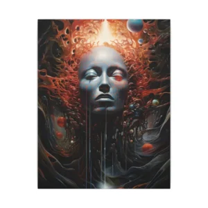 Pale Face with Floating Planets Canvas Print