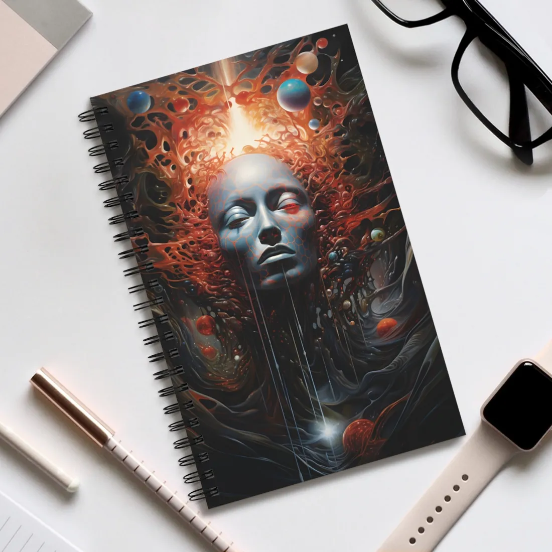 Otherworldly Art Gallery: Mysterious Wall Art in Dark Elegance - Spiral Notebook