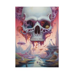 Surreal Skull over Alien Valley Poster