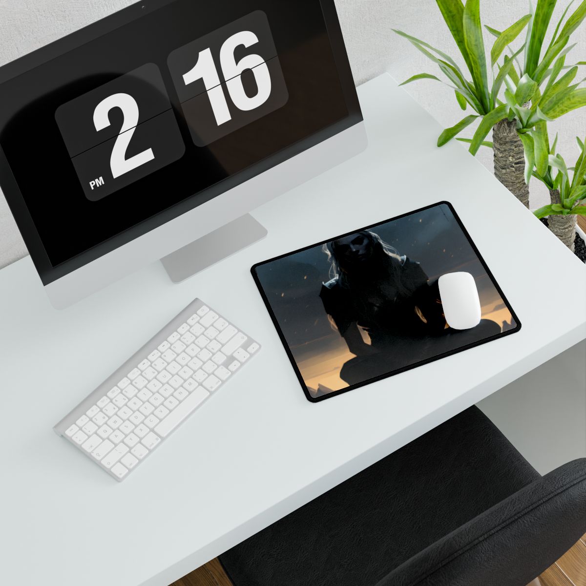 Outdoor Artwork: Horizontal Stripe Shirt Figure Holding Board - Desk Mat