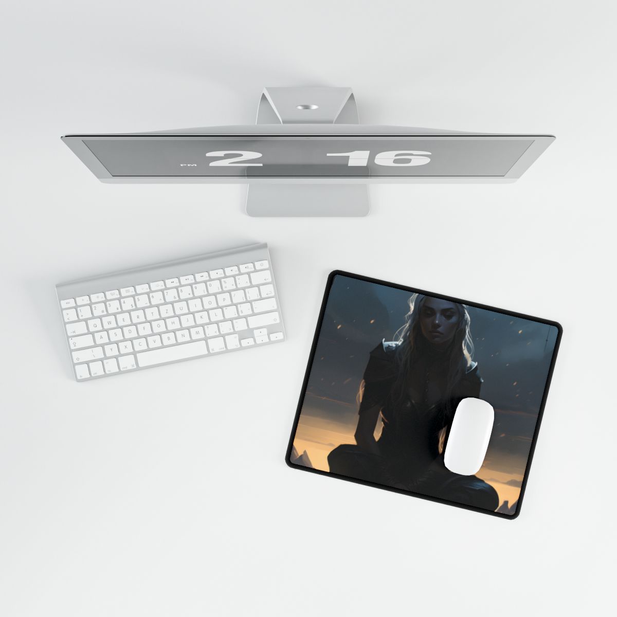 Outdoor Artwork: Horizontal Stripe Shirt Figure Holding Board - Desk Mat
