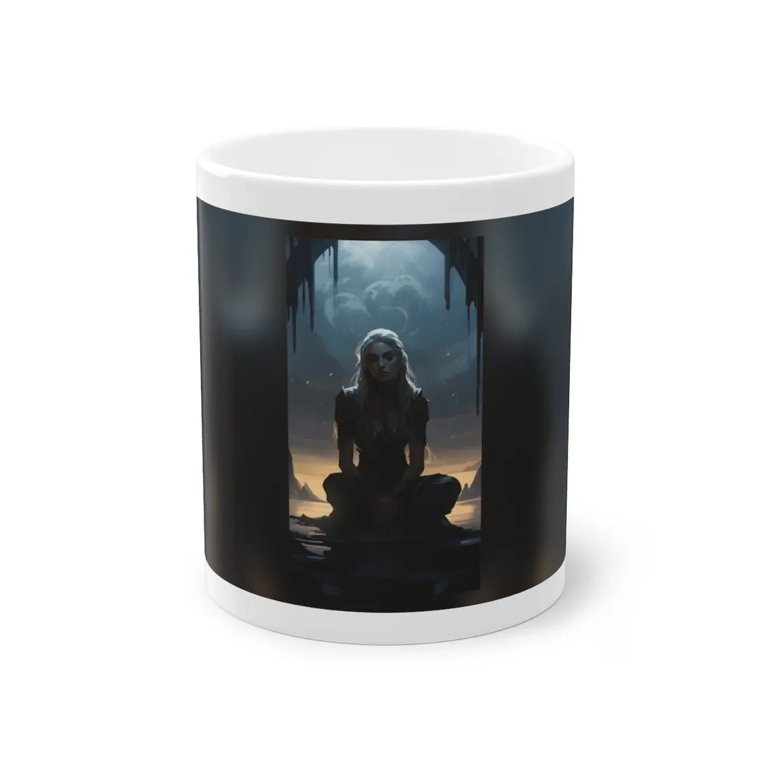 Outdoor Artwork: Horizontal Stripe Shirt Figure Holding Board - Mug