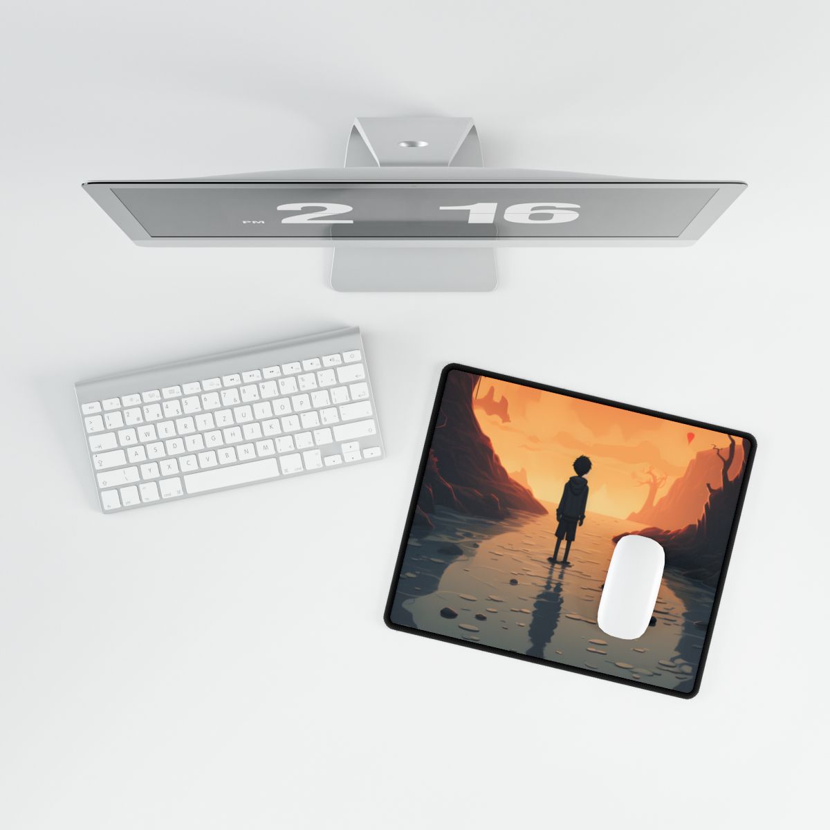 Outdoor Encounter: Two Friends in Nature - Artwork - Desk Mat