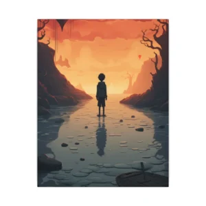 Boy Standing by Water Canvas Print
