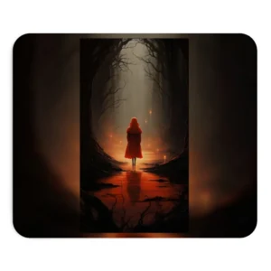 Red Hooded Figure in Forest Mouse Pad