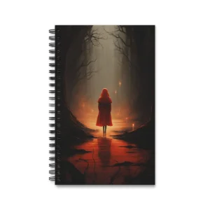 Red Hooded Figure in Forest Spiral Notebook