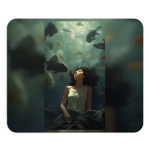 Woman Underwater with Fish Mouse Pad