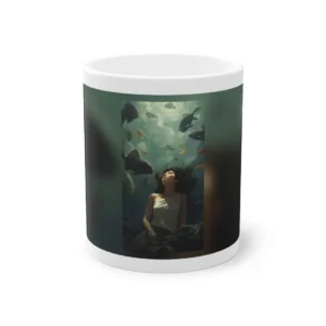 Woman Underwater with Fish Mug