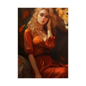 Woman with Lion Poster