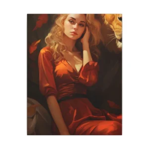Woman with Lion Canvas Print