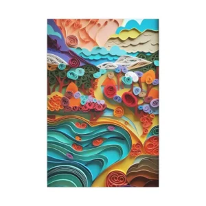 Quilled Floral Wave Swirl: Abstract Paper Art Design Canvas Print