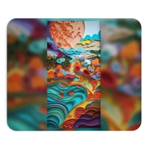 Quilled Floral Wave Swirl: Abstract Paper Art Design Mouse Pad