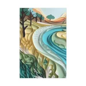 Layered Paper River Hills Canvas Print