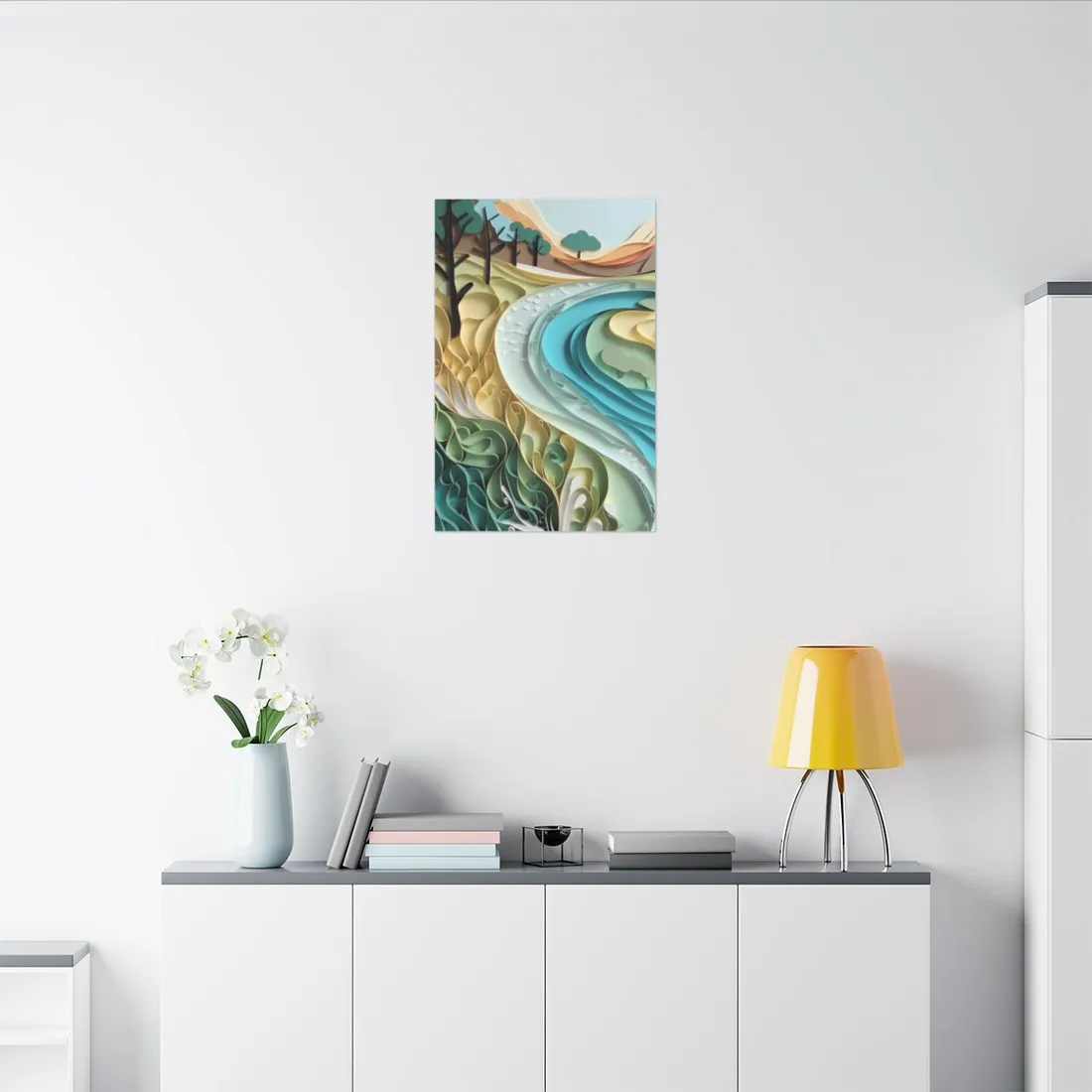 Paper Quilled Beach Bliss: Natural Colors Landscape Art - Canvas