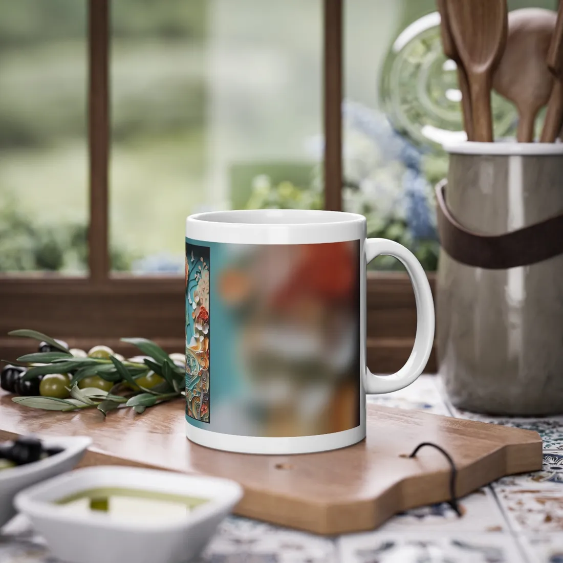 Paper Quilled Beach Sunset: Calming Beach Landscape - Mug