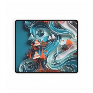Quilled Ocean Wave Swirl: Abstract Blue Paper Art Desk Mat