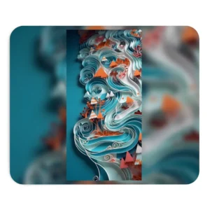 Quilled Ocean Wave Swirl: Abstract Blue Paper Art Mouse Pad