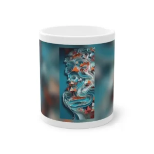 Quilled Ocean Wave Swirl: Abstract Blue Paper Art Mug
