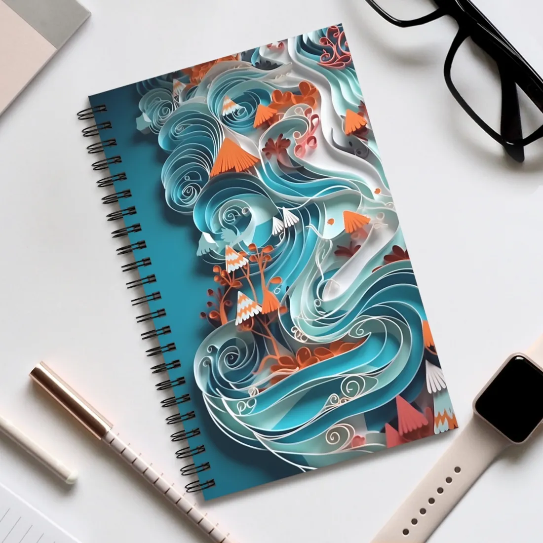 Paper Quilled Canyon Landscape: Natural Desert - Spiral Notebook