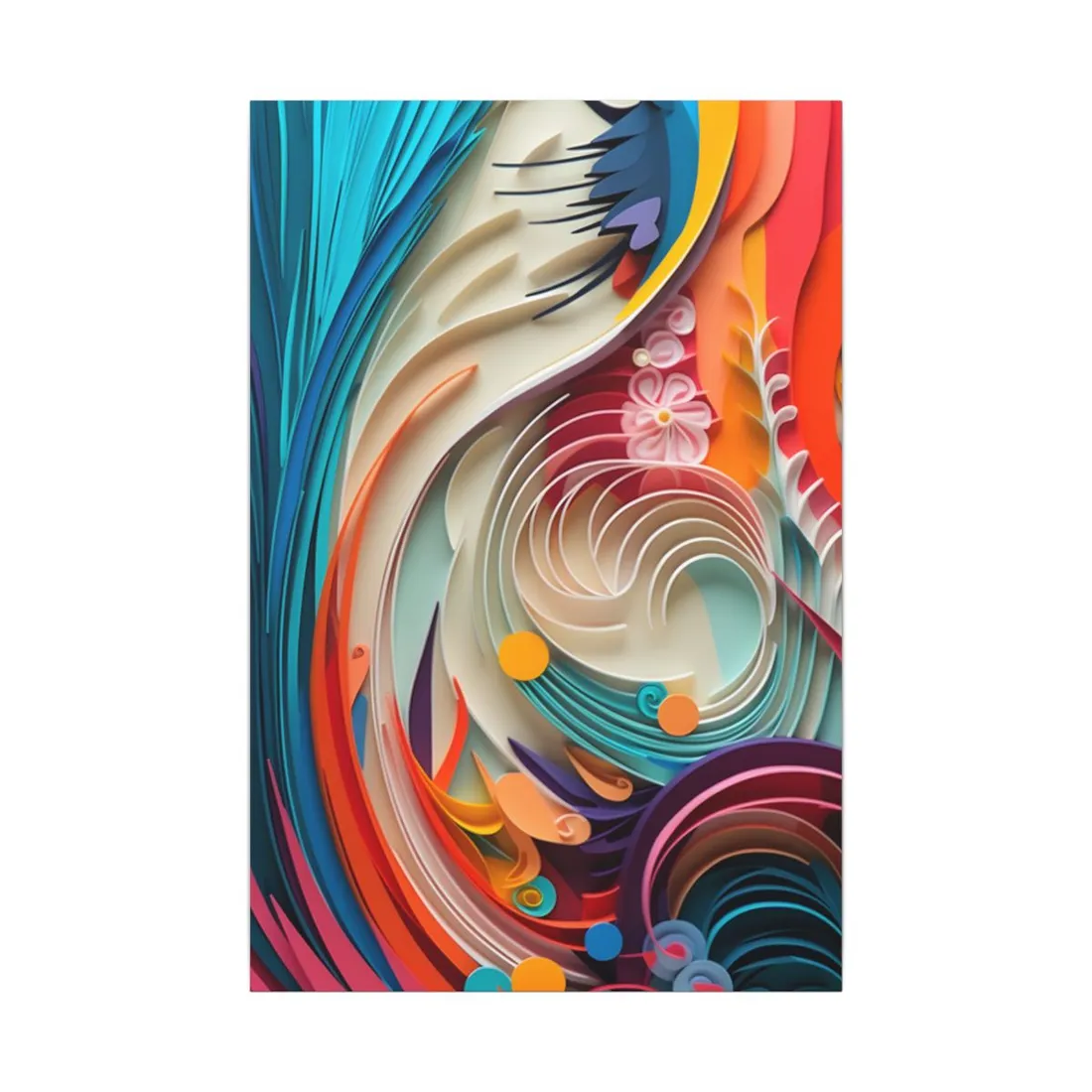 Paper Quilled Canyon Oasis: Watercolor-Inspired Landscape Art - Canvas