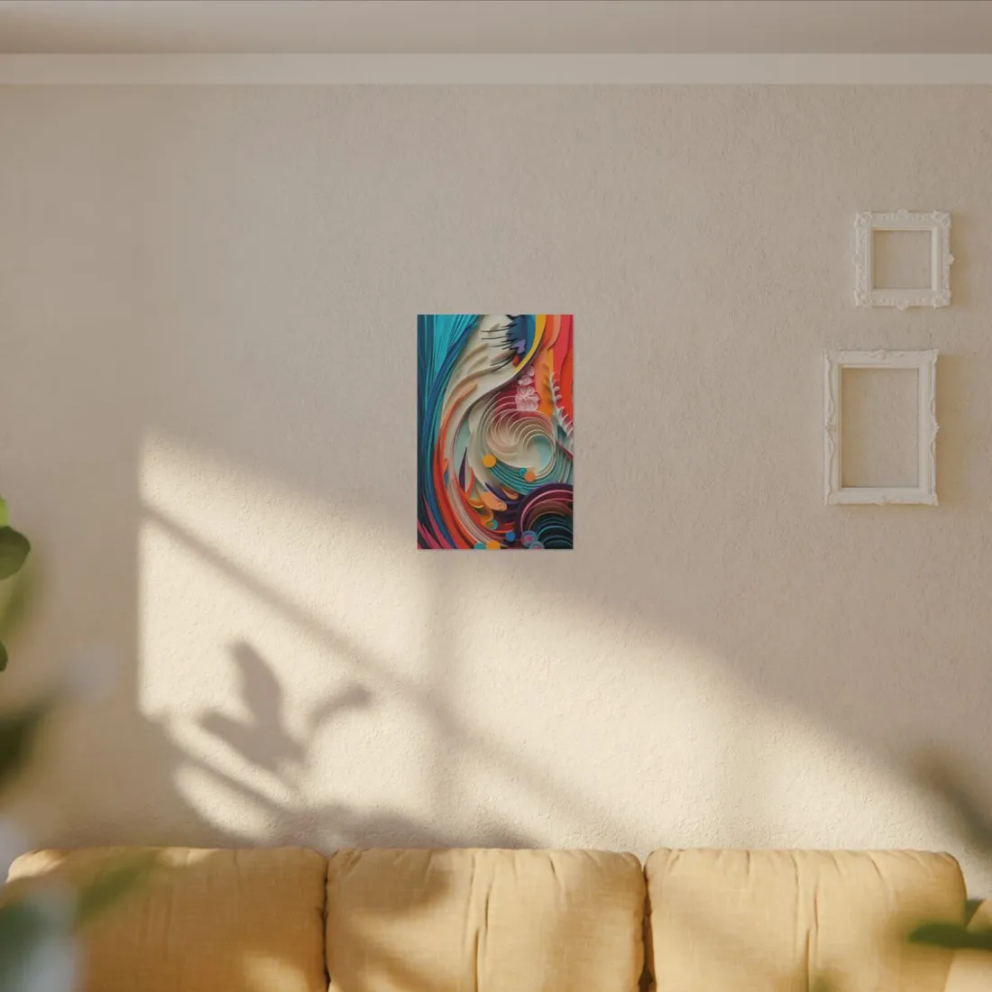 Paper Quilled Canyon Oasis: Watercolor-Inspired Landscape Art - Canvas