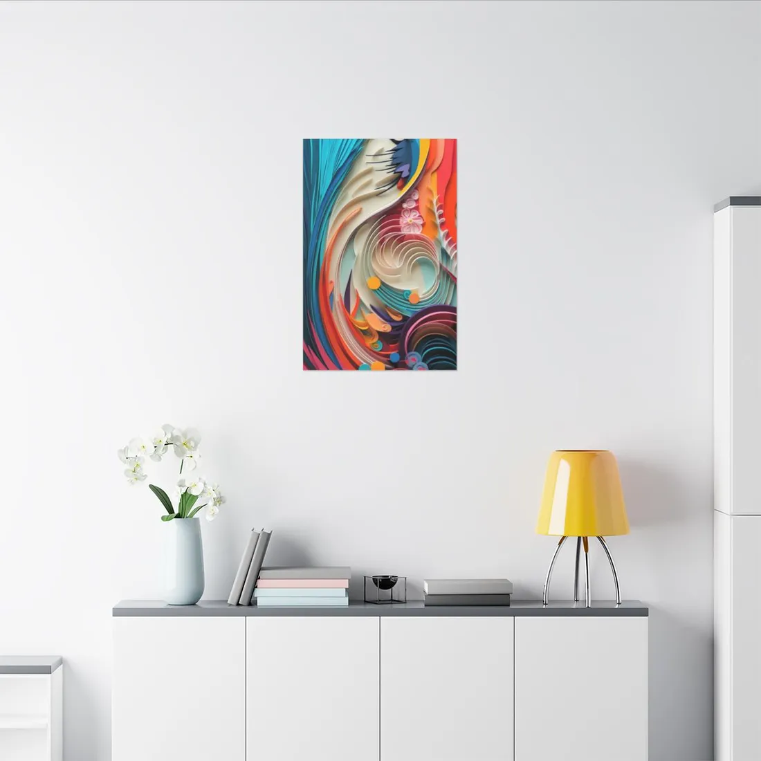 Paper Quilled Canyon Oasis: Watercolor-Inspired Landscape Art - Canvas