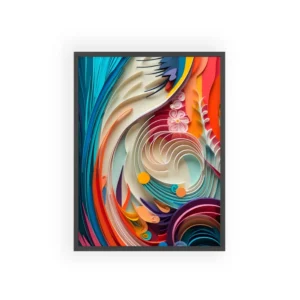 Layered Paper Cut Swirls Framed Poster