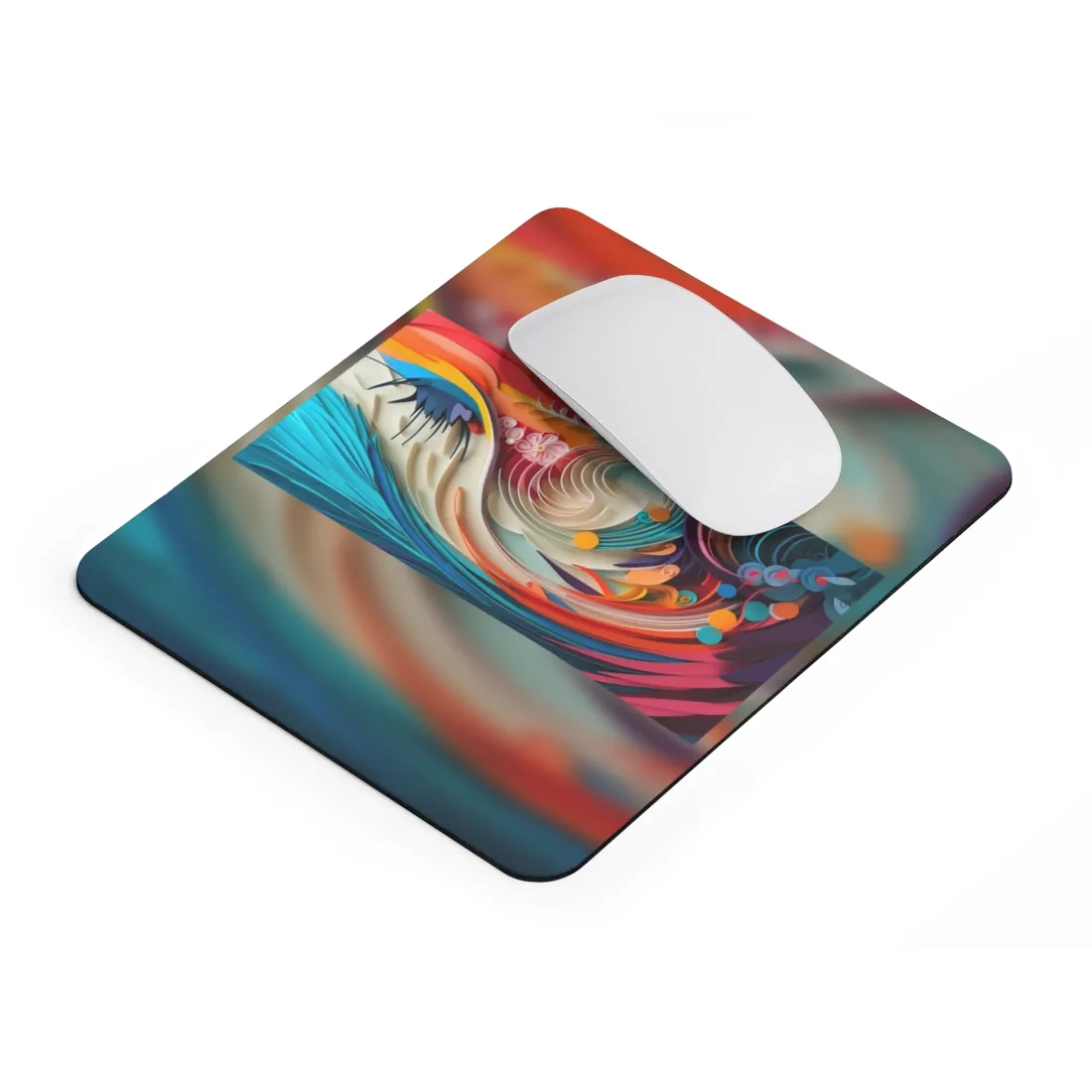 Paper Quilled Canyon Oasis: Watercolor-Inspired Landscape Art - Mouse Pad