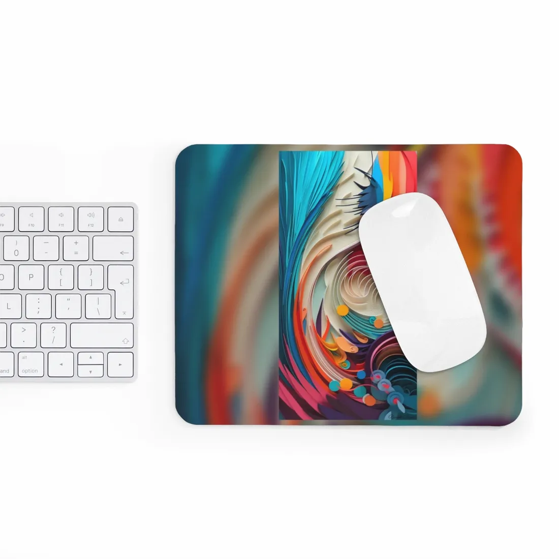 Paper Quilled Canyon Oasis: Watercolor-Inspired Landscape Art - Mouse Pad