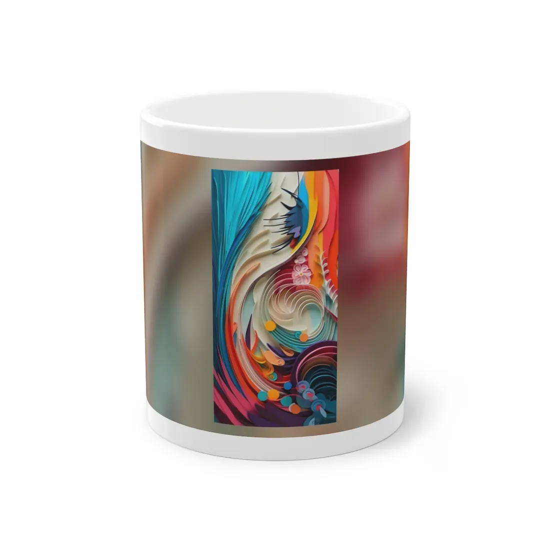 Paper Quilled Canyon Oasis: Watercolor-Inspired Landscape Art - Mug