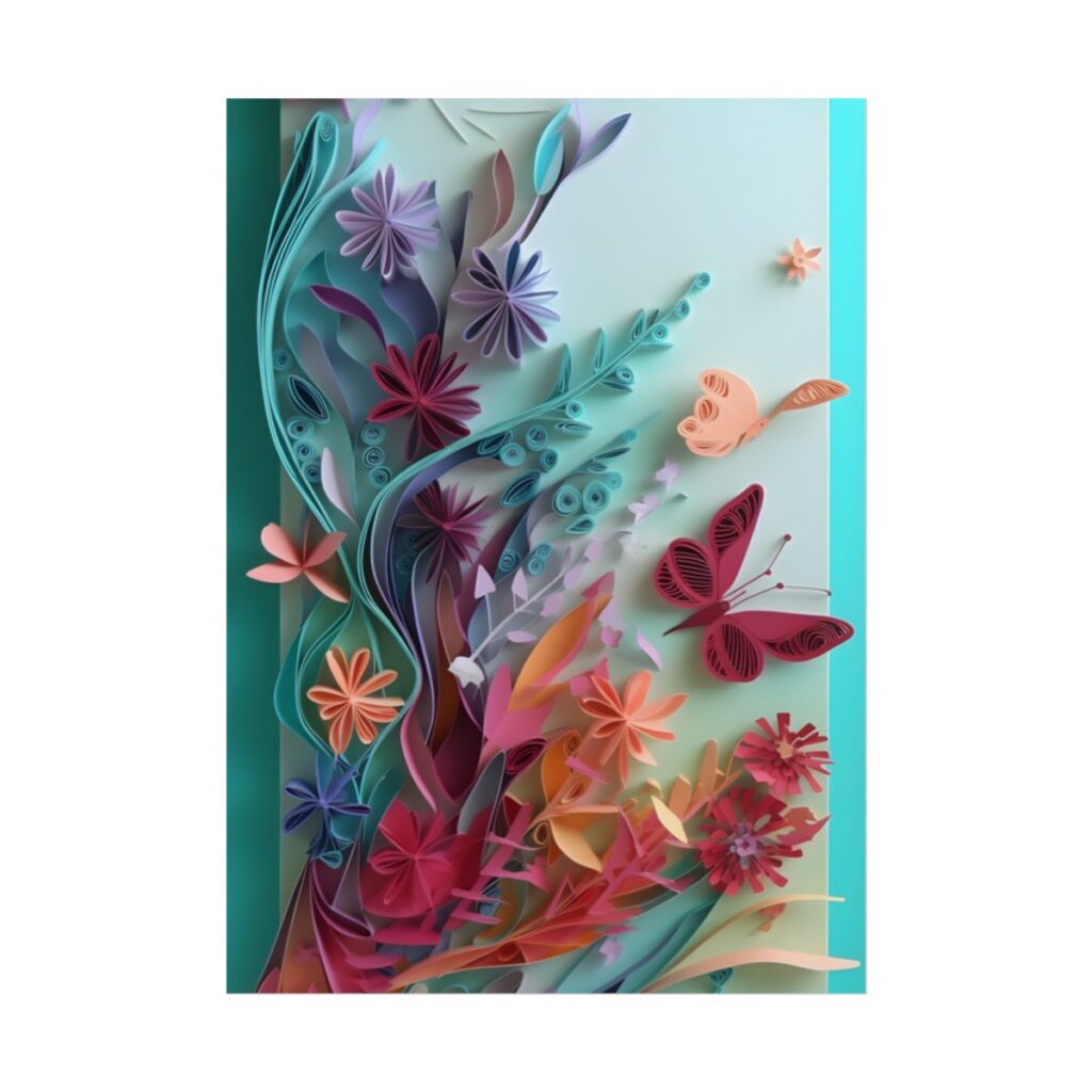 Paper Quilled Desert Canyon: Earthy Artwork - Poster