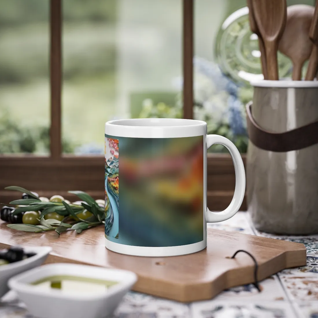 Paper Quilled Island Landscape: Handmade Artwork Photo - Mug