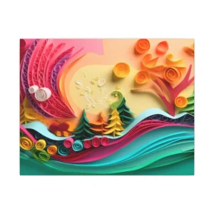 Quilled Waves and Pine Trees Canvas Print