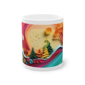 Quilled Waves and Pine Trees Mug