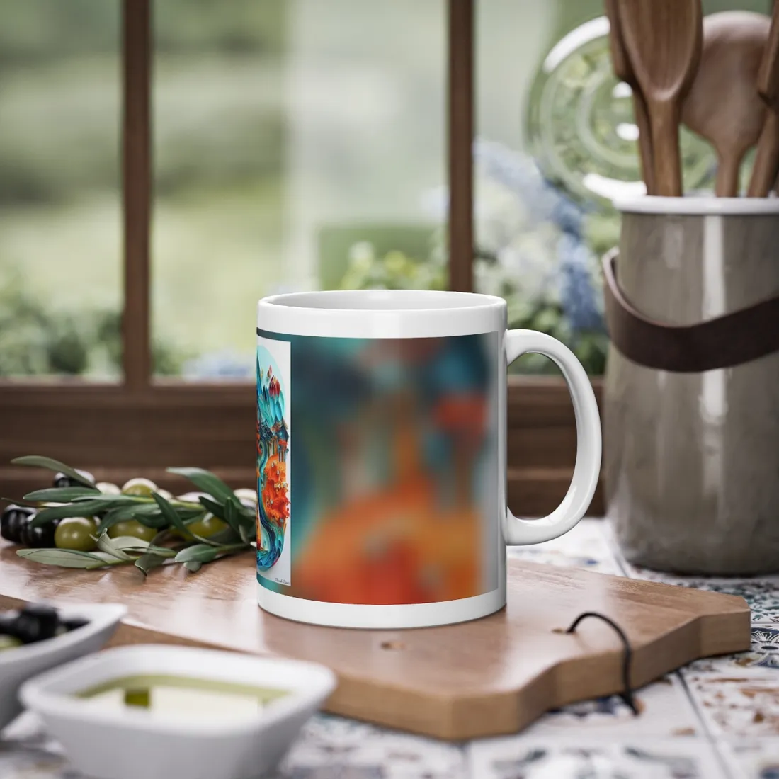Paper Quilling Island Oasis: Realistic Art Piece - Mug