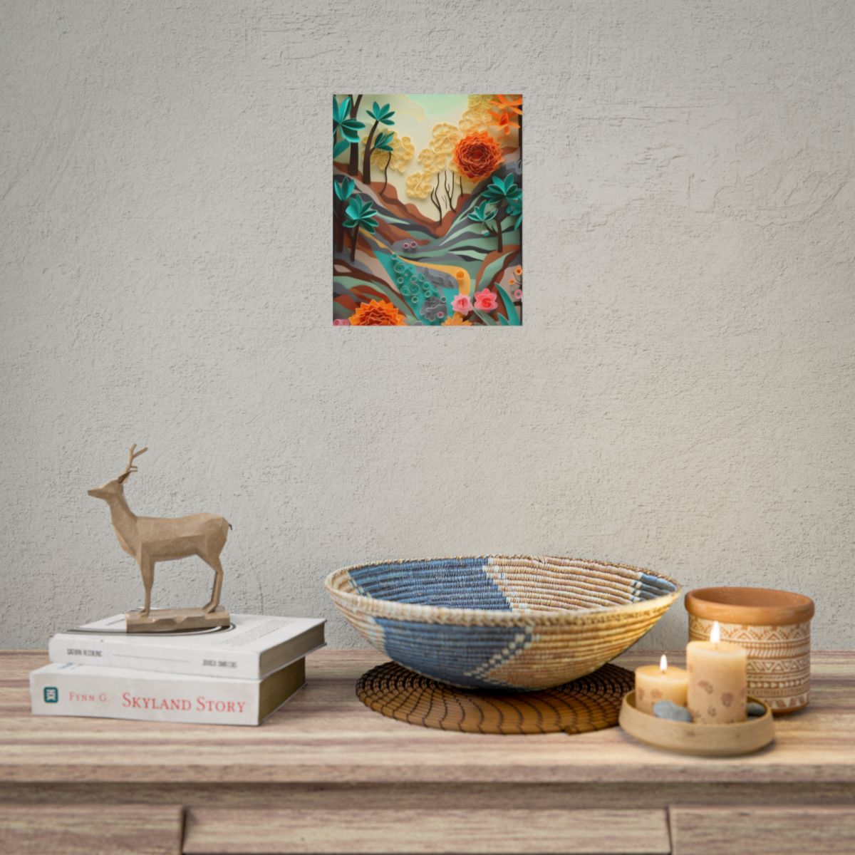 Paper Quilling Mountain Range: American Landscape Artwork - Poster