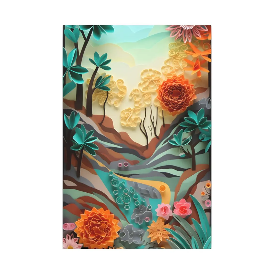 Paper Quilling Mountain Range: American Landscape - Canvas