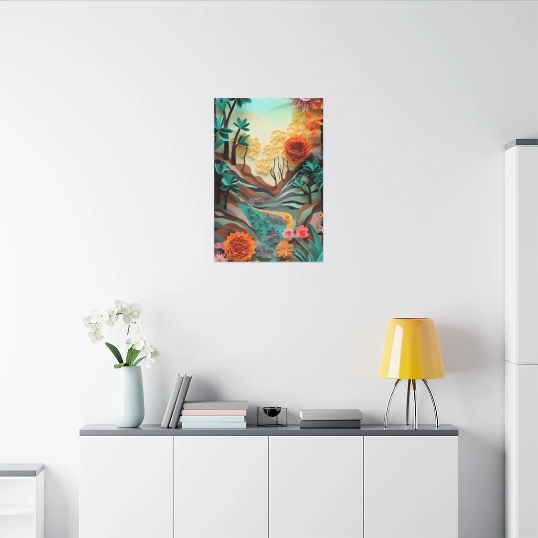 Paper Quilling Mountain Range: American Landscape - Canvas