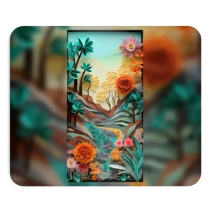 Paper-Cut Flower Landscape Mouse Pad