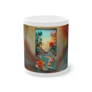 Paper-Cut Flower Landscape Mug