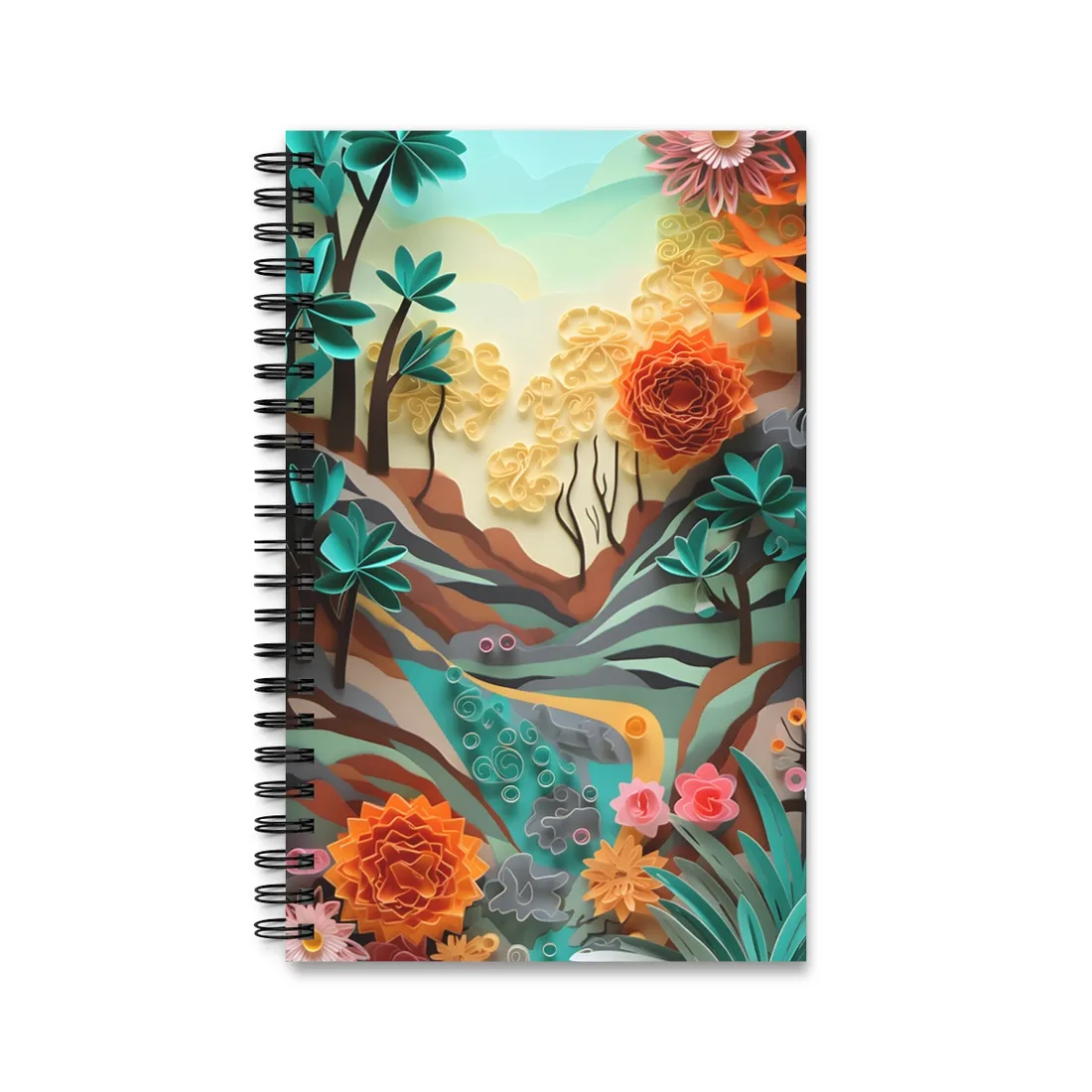 Paper Quilling Mountain Range: American Landscape - Spiral Notebook