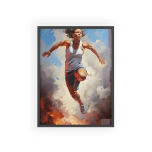 Woman Leaping Through Smoke Framed Poster