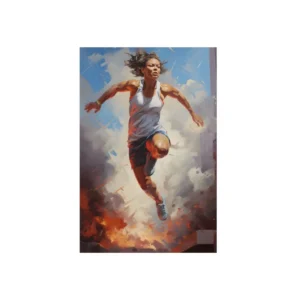 Woman Leaping Through Smoke Metal Poster